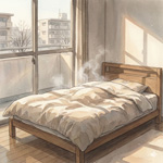 ベッドで寝てる