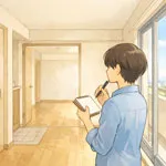 中古マンションを購入する際に内見をしているシーン。